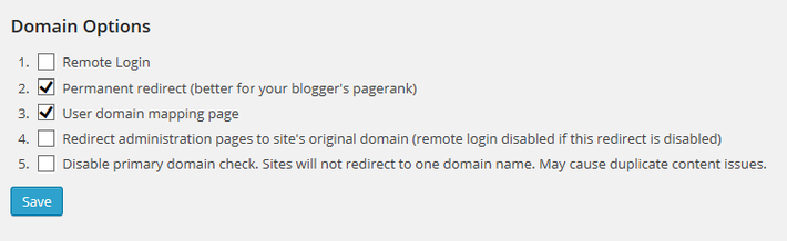 Domain mapping options